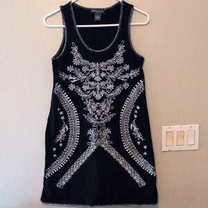 Black and White Embroidered Dress